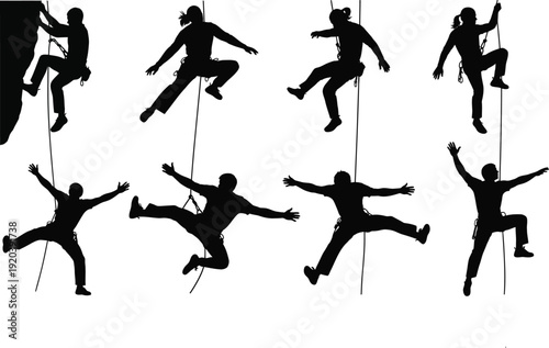 Vector illustration of ballet dancer silhouettes showing dancing girls in elegant jumping poses