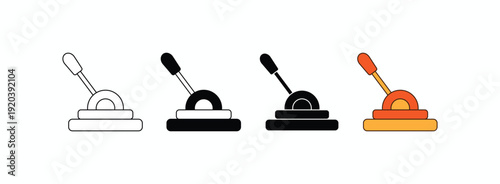 Set of control lever icons in outline, glyph, and flat color styles for industrial, machinery, and interface design