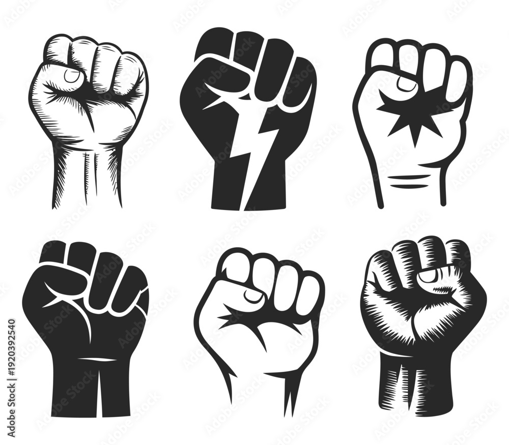 Fototapeta premium Raised Fists vector illustration