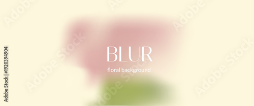 Blurred gentle rose on spring and unfocused background. Gradient summer floral soft and beige pink, green with ivory botanical soft backdrop. Vector trendy gentle blur peony flower ivory bg.