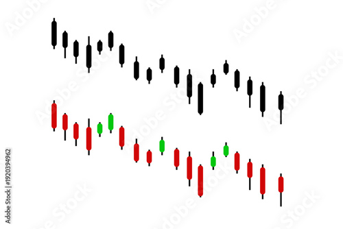 Bearish Trading Chart with Downtrend Candlestick Pattern – Stock Market Decline and Financial Loss Concept Vector Illustration