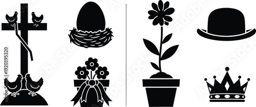 Collection of symbolic icons and heraldic elements