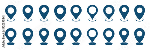 Location map pin icons set. Modern map marker collection. Pinpoint. Location pin icon. Map pin place marker. Map marker pointer icon. GPS location symbol. Flat style vector