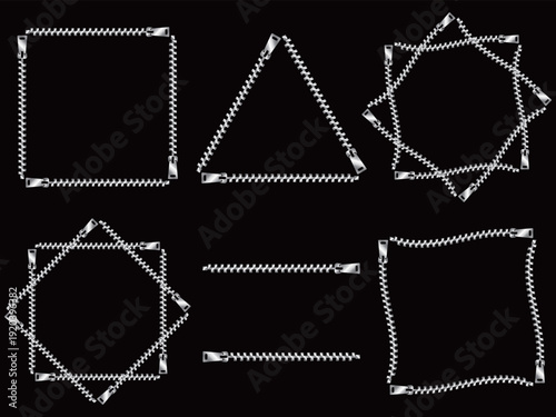 ファスナーのフレーム6種セット　シルバー