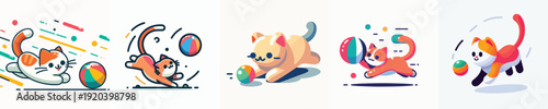 Vector of cat playing a ball