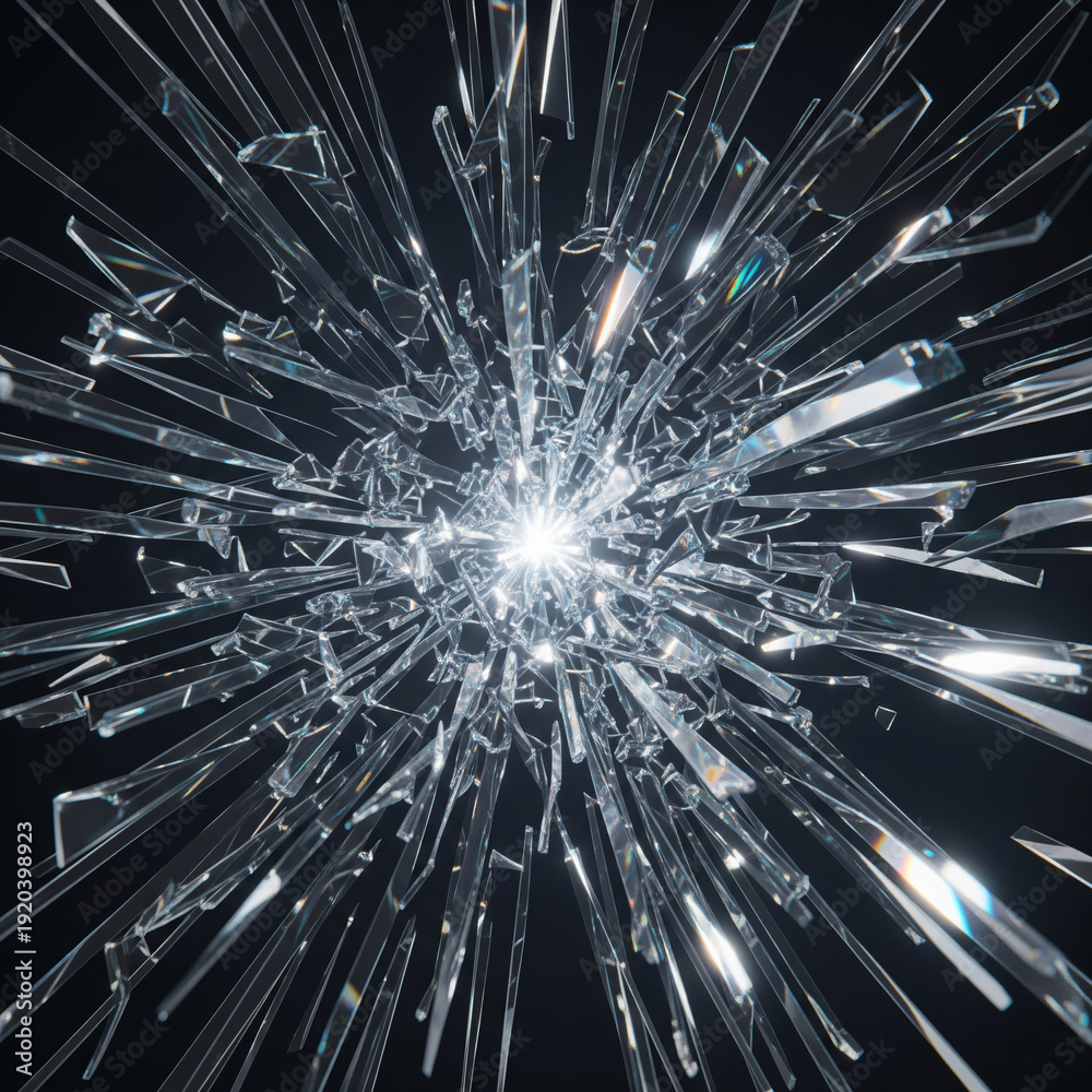 Fototapeta premium Prismatic Glass Shards Representing Broken Firewall Hack