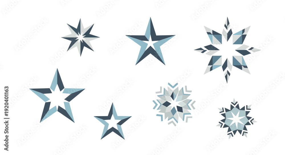 Fototapeta premium Geometric Star Vector Design Set for Festive Decorations
