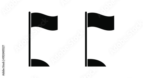 Two black flags waving on poles a striking silhouette