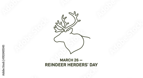 Reindeer herder's day celebration with majestic reindeer head outline