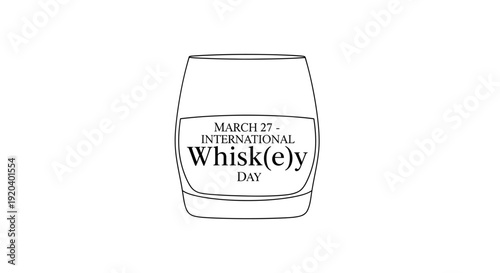International Whisky Day illustration with glass on transparent background
