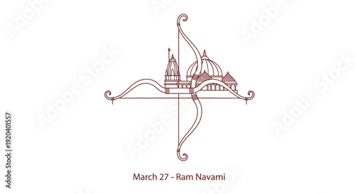 Hindu festival Ram Navami celebration on March 27th with traditional bow and temple