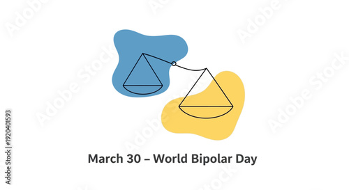 World Bipolar Day awareness symbol with balance scales