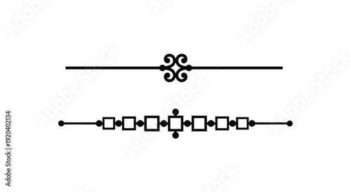 Black ornamental dividers and flourishes create a simple silhouette