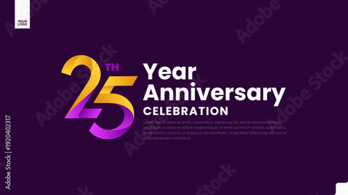 25th anniversary colorful gradient corporate logotype with modern minimal number design