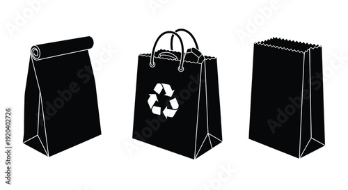 Black paper shopping bags in various styles a striking silhouette