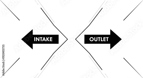 Intake and Outlet Arrows Diagram Concept