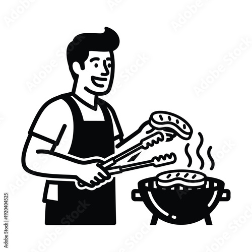 Man grilling sausages on a barbecue