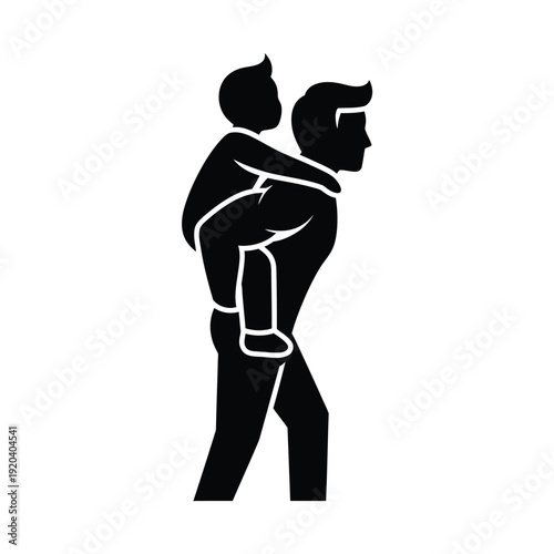 Father and Son Piggyback Ride Silhouette