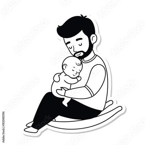 Father Holding Baby With Love