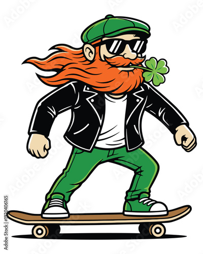 St. Patrick's Day Rebel Skateboarder Mascot