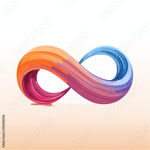 Abstract infinity symbol rendered with vibrant, flowing brushstrokes, creating a dynamic and colorful loop on a clean background, representing endless possibilities and continuous movement