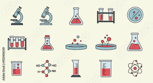 Laboratory Equipment and Scientific Instruments Icons.