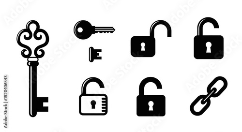 Collection of Keys and Locks Icons.