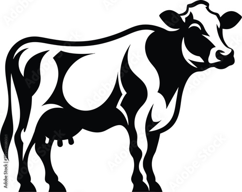 Dairy Cow Black White Vector Icon