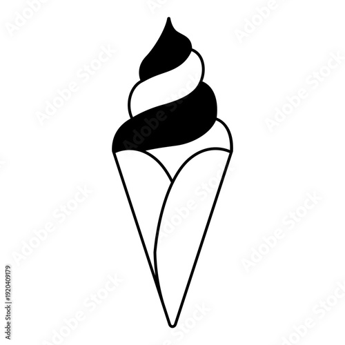 Ice cream vector icon. Waffle cone illustration sign. Ice lolly symbol. Frozen juice logo.