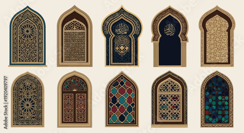 Islamic Window Designs Collection Vector