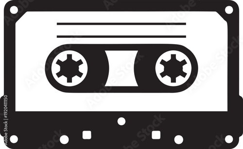 Vintage cassette tape for music recording and playback vector illustration