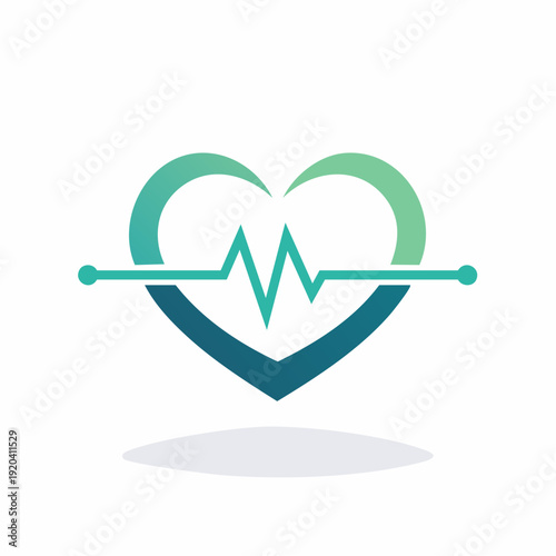 Heartbeat Pulse Line within a Heart Shape Logo for Health and Medical Services