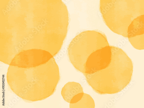 抽象背景 オレンジ水彩サークルが重なるナチュラルデザイン やわらかい雰囲気のバナー向けベクター素材 / Abstract orange watercolor circle background soft natural overlapping shapes vector
