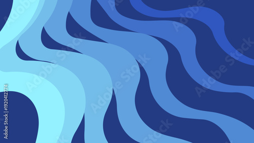抽象背景 ブルー系ウェーブ曲線が重なり流れるモダンデザイン テクノロジーやビジネスに使えるクールなベクター素材 / Abstract blue wave background with flowing layered curves modern technology business vector

