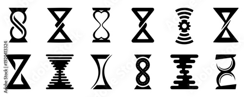 Hourglass icon set. Vintage hourglass. Sandglass timer or clock flat icon for apps and websites. Clock flat icon. Time management. Vector 