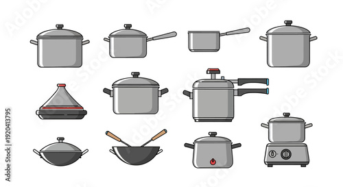 Kitchenware Collection: Pots and Pans Vector Set