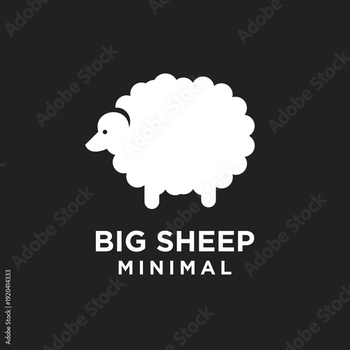 Big Minimalist White Sheep Logo Icon Design on Dark Background