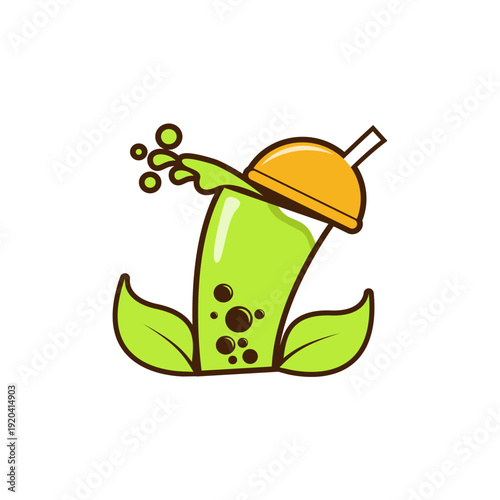 Bubble tea. fresh drink cup of milk tea. milkshake vector illustration