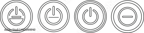Power Button Icons Set Featuring On Off Standby and Shutdown Symbols Outline Vector Collection