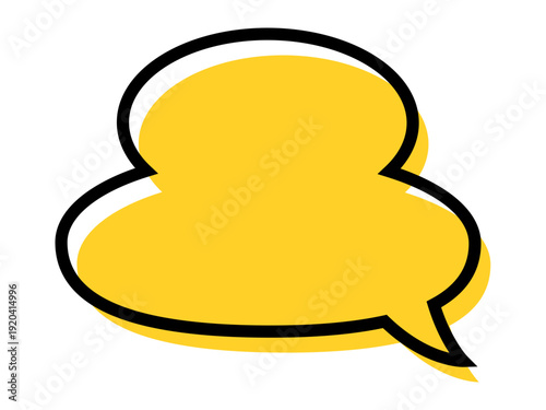 Simple speech bubble set, vector yellow frame sticker, flat message box, blank chat box element, frame border, banner