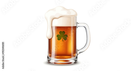 Pint of Beer with Shamrock