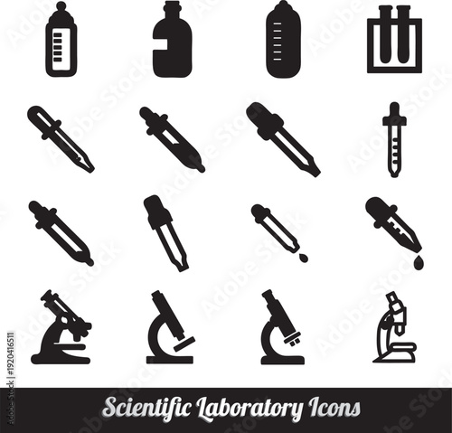 Collection of laboratory glassware for icons chemical and medical vector