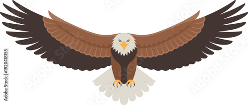 Majestic Bald Eagle Soaring with Wide Wings Isolated on Transparent Background Freedom and Power Concept