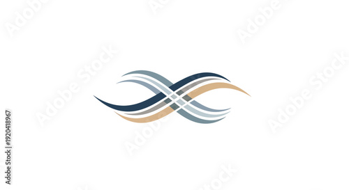 Multicolored intertwined wavy lines logo design element.