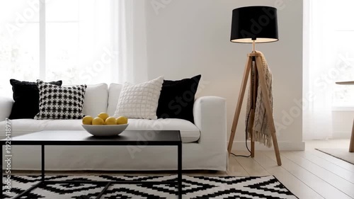 Modern living room with couch.