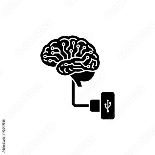 Brain-Computer Interface BCI Technology Icon