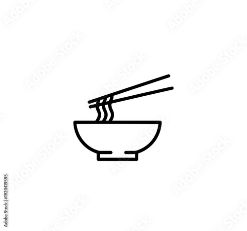 Stir fry noodles with vegetables and shrimps in black bowl. Slate background. Top view. Copy space.