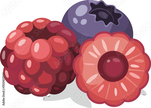 Fresh Mixed Berries Isolated on Transparent Background Organic Fruit Concept