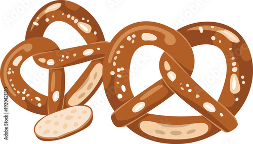 Soft Salted Pretzels Isolated on Transparent Background Bakery Snack Concept