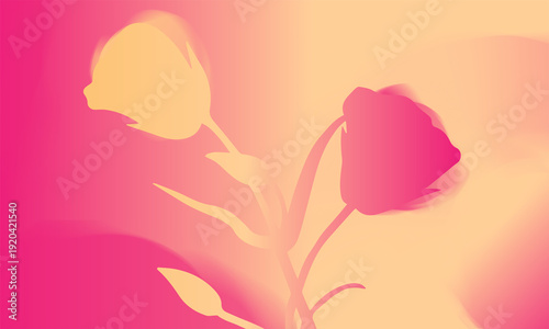 Abstract pink tulip flowers. Floral minimalistic background. Blurred gradient wallpaper